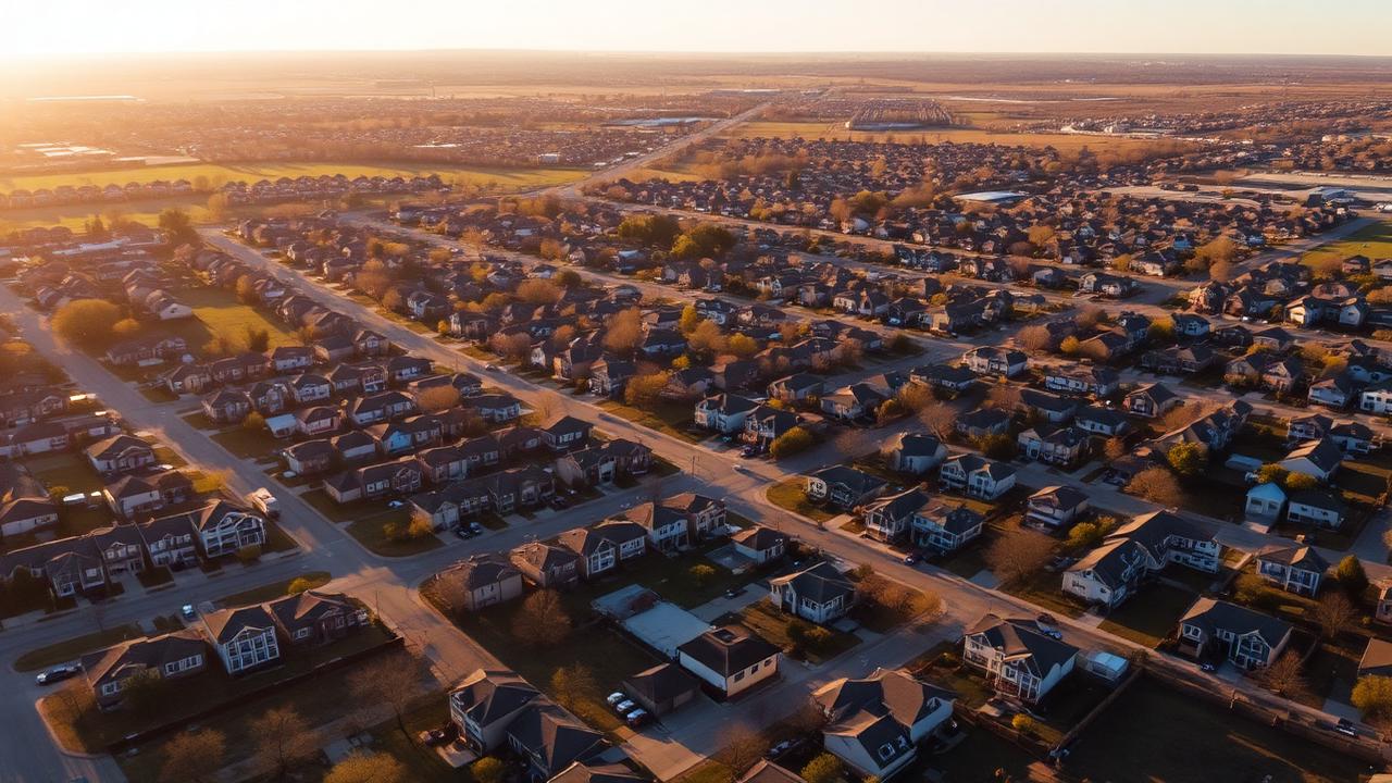 Aerial view of Euless Texas neighborhoods